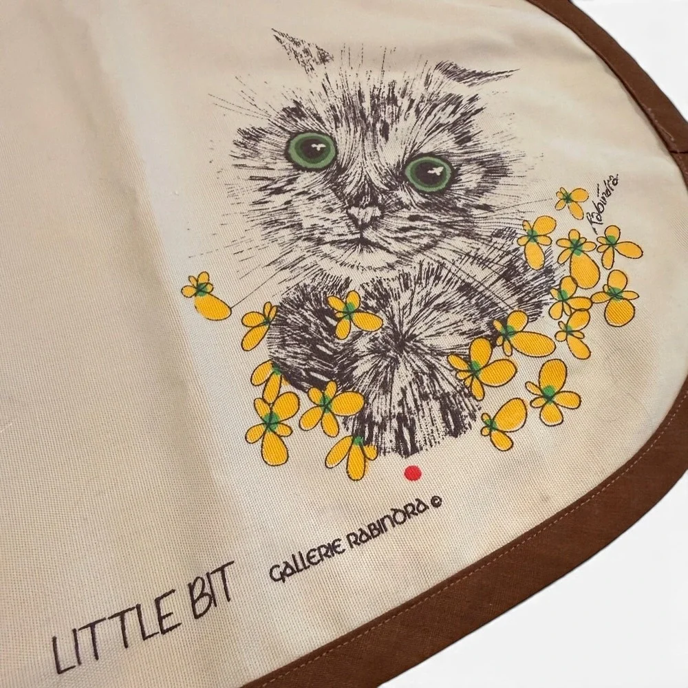 Gallerie Rabindra Danks Vintage 70s Little Bit Kitten Cat Placemat Cream Retro
